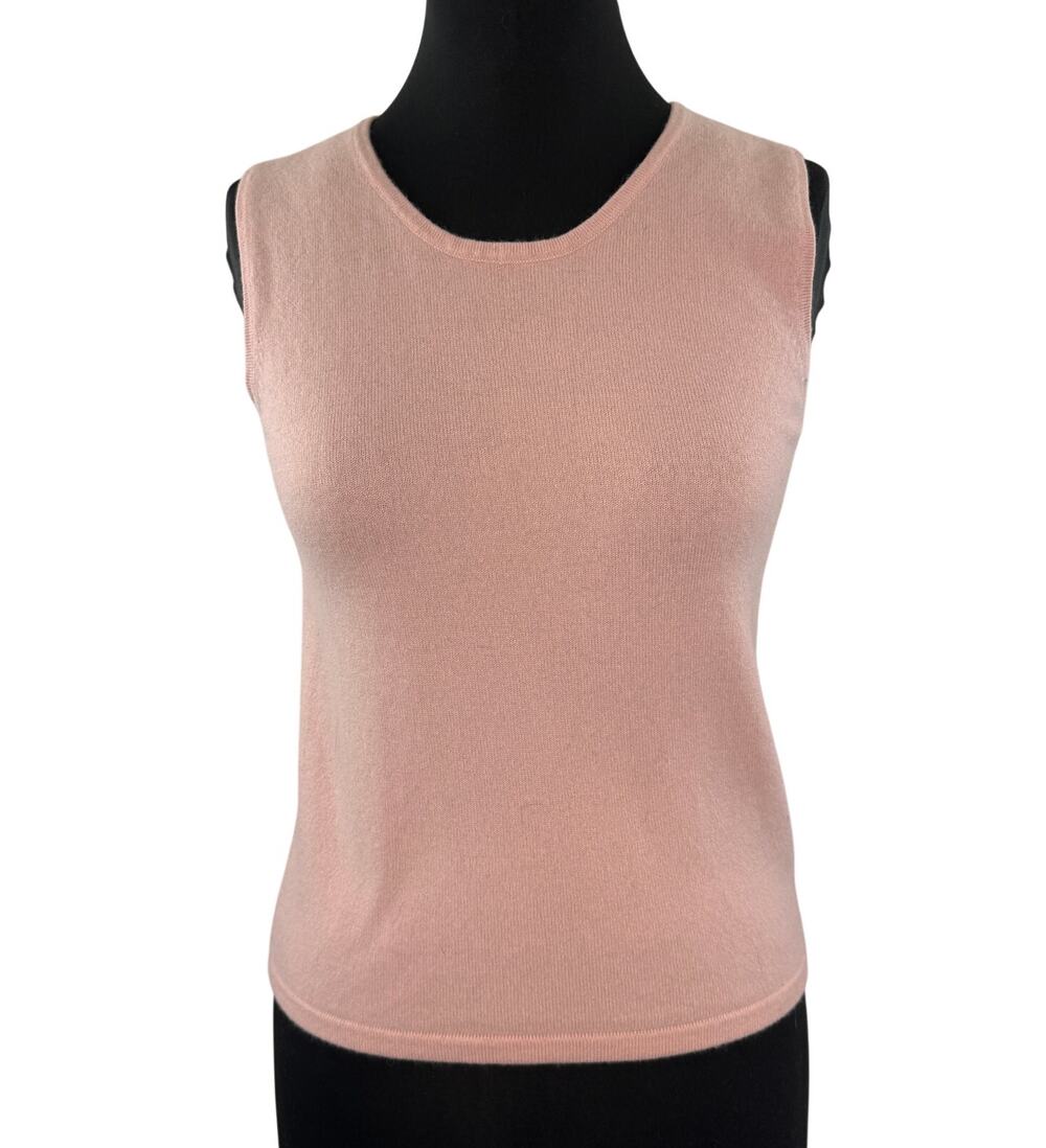 Precious Fibers Blush Pink Shell Top Cashmere Crew Neck Pullover Size Medium M